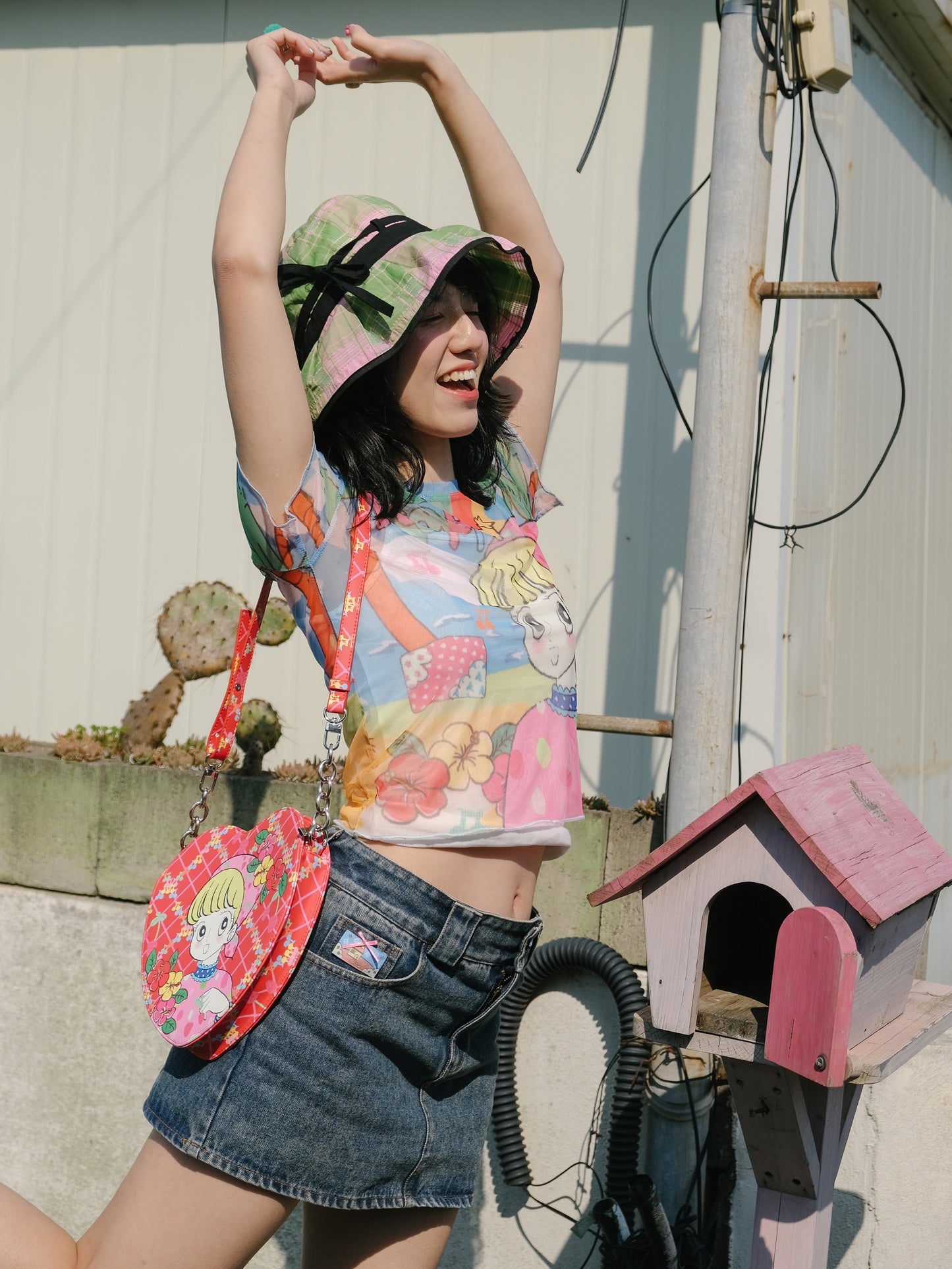 Harajuku T-shirt Palm Tree T-shirt Print Mesh T-shirt Short Sleeve T-shirt tshirt KaiXin hostel