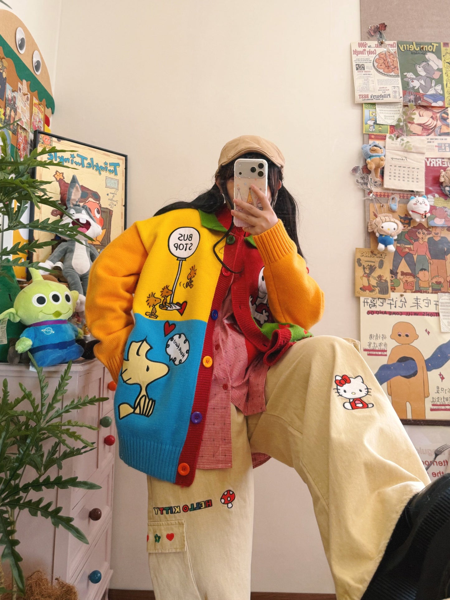 BIBULU - Kidcore Colorblock Cartoon Sweater cardigan BIBULU