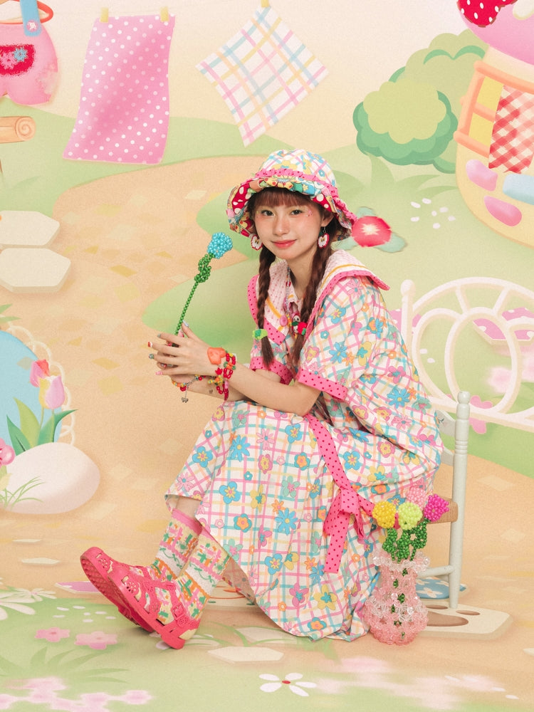 Lutra Jump Dress Large Collar Floral Dress Cute Short Sleeve Dress dress Lutra Jump