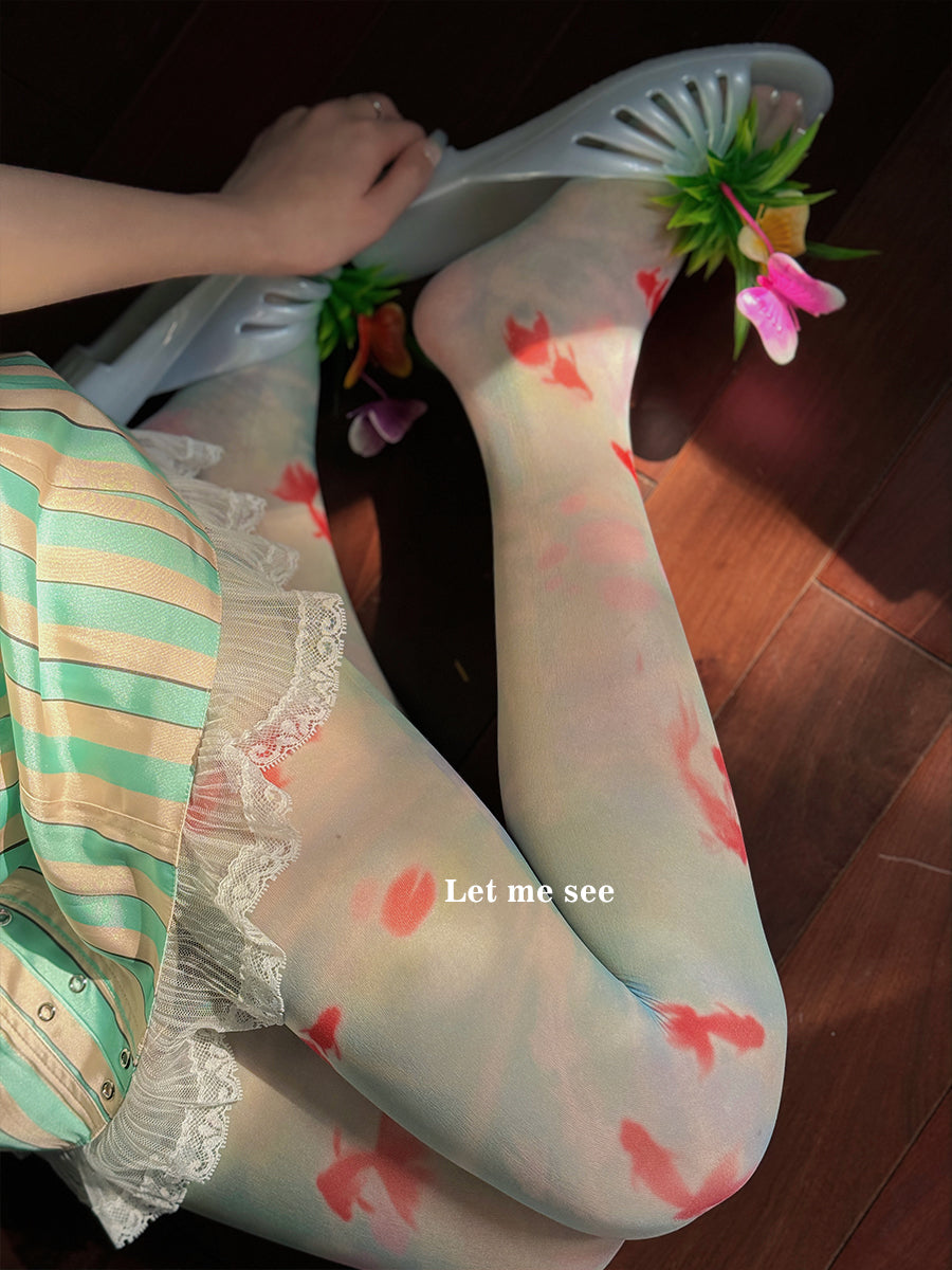 LET ME SEE Dream Core Tights | Goldfish Print Pantyhose tights let me see