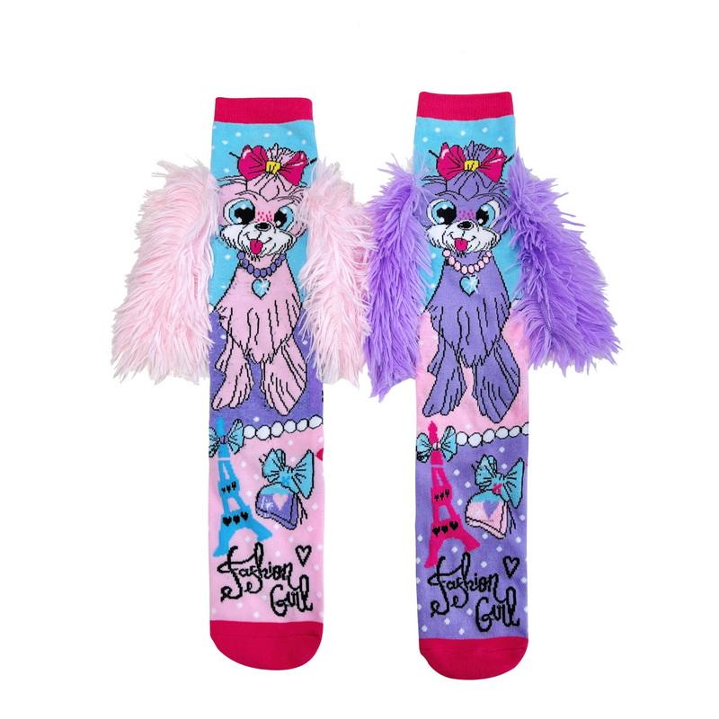 StrangeLab Shibuya Socks | Cute Asymmetric 3D Socks | Doggo Decora Kei Crew Socks sock strangelab