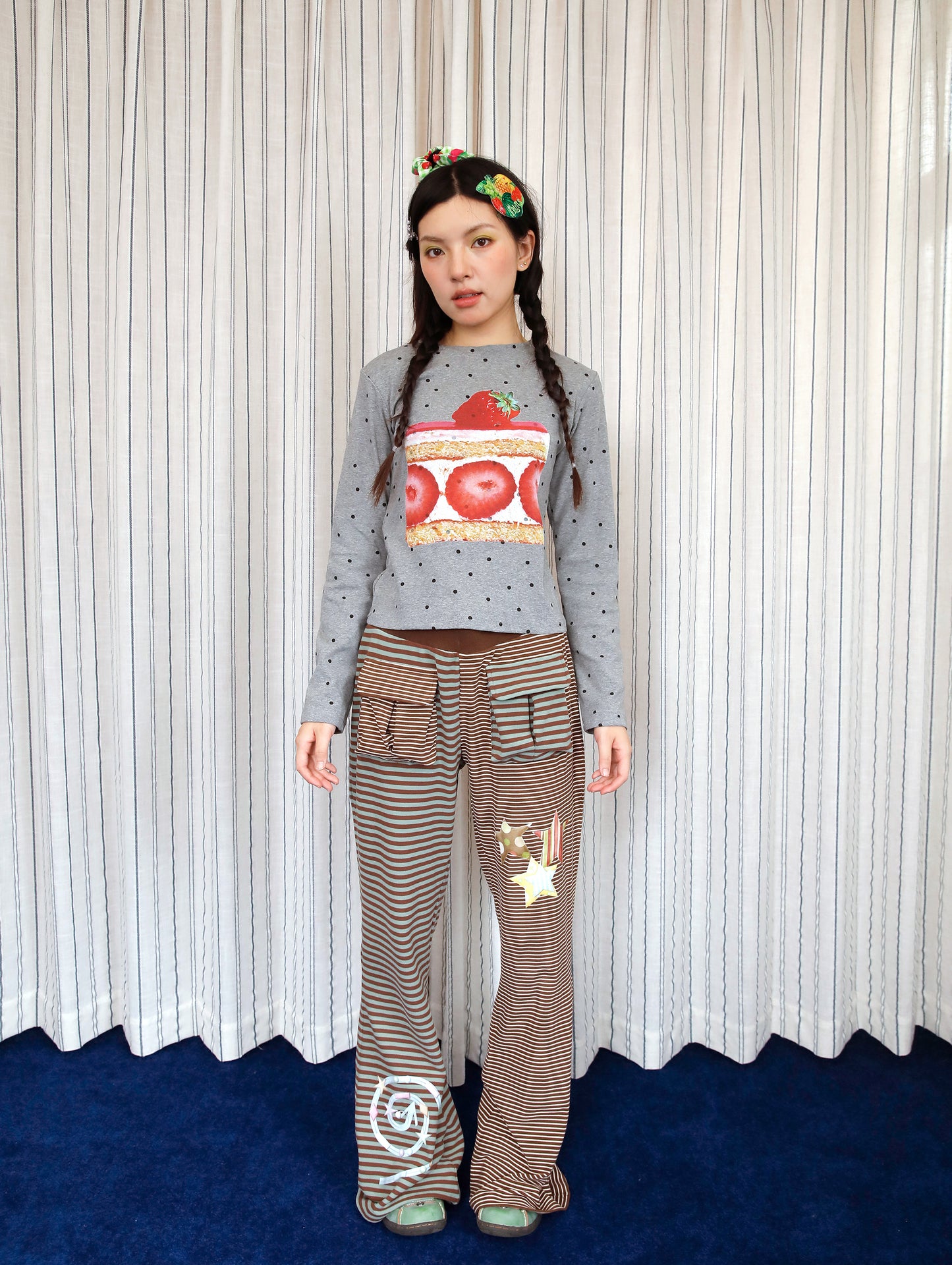 FRUITS - Kawaii Striped Patchwork Soft Casual Pants pants Fruits