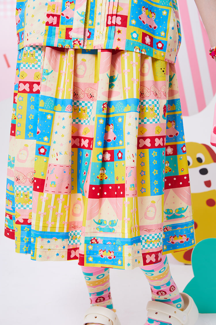 NIKKOU Home Skirt Printed Colorful Skirt – Japanese Fun Skirt Showa Style Half Skirt skirt Nikkou home