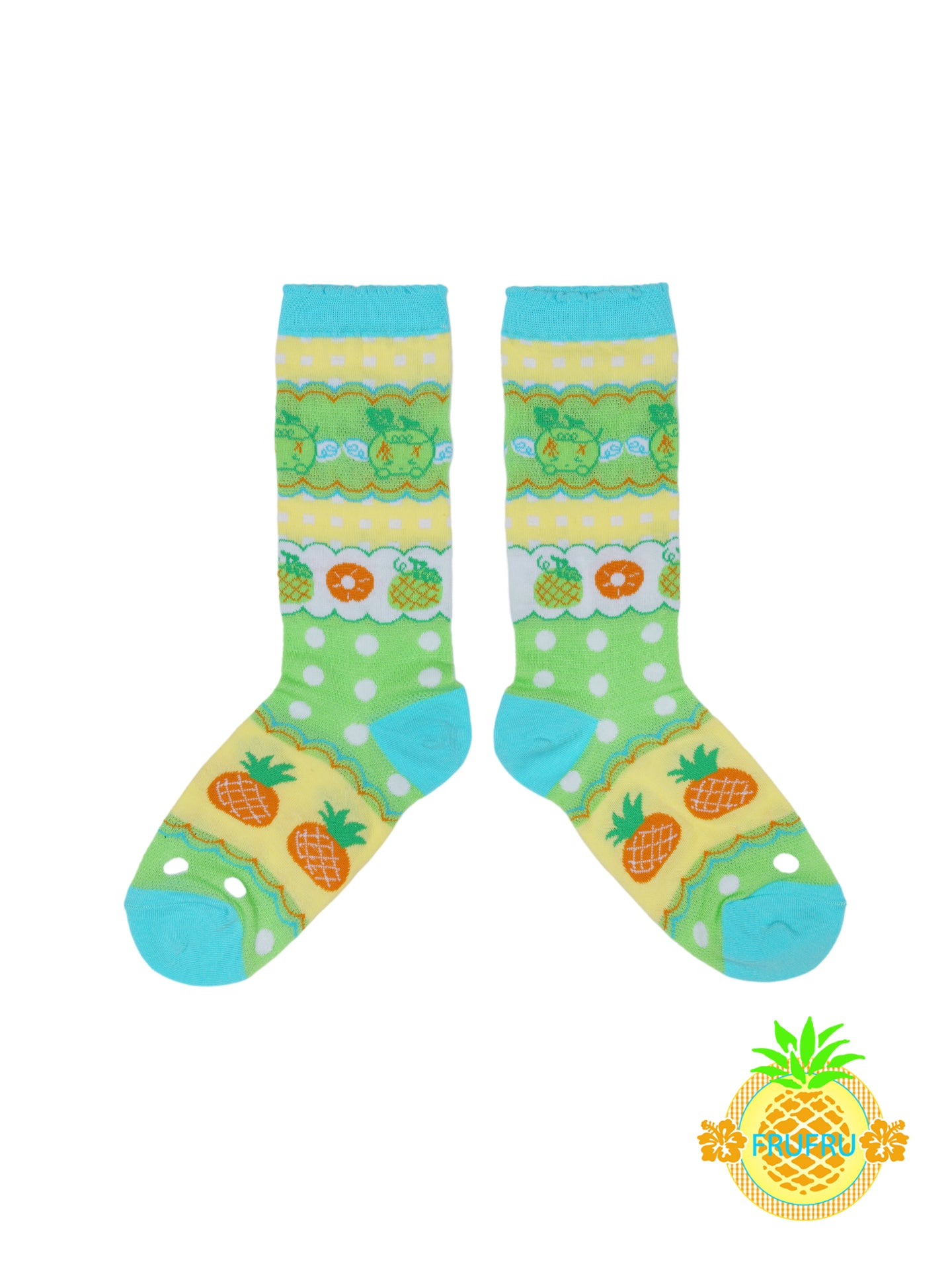 Frufru Cute Hami Melon Illustration Cotton Socks | Kawaii Fruit Print Ankle Socks sock frufru
