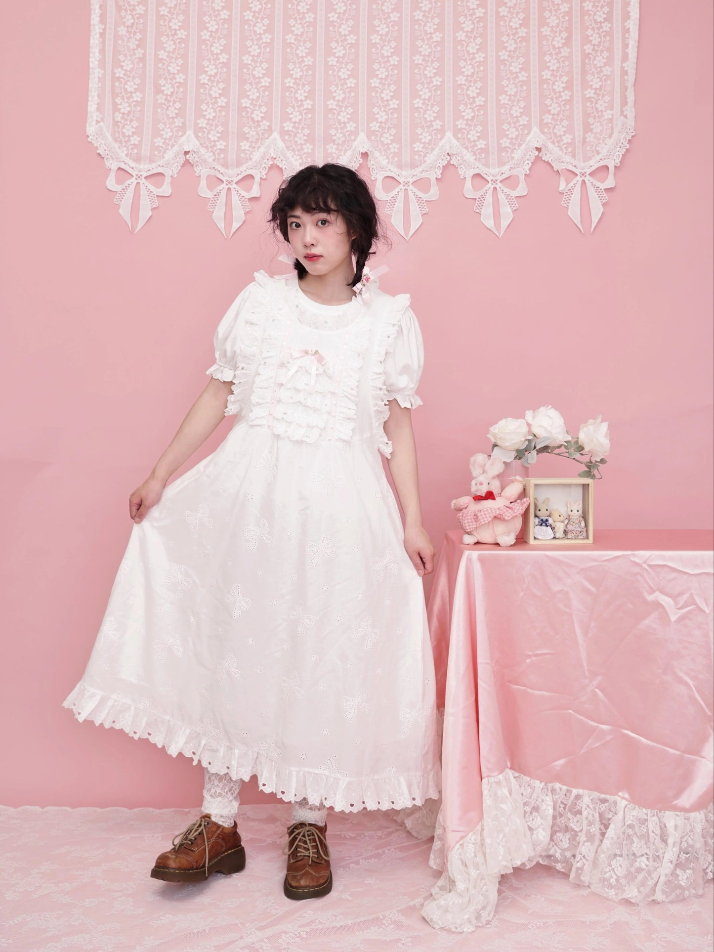 SemenCoicis Butterfly Embroidered Dress | White Cotton Pinafore Dress dress SemenCoicis