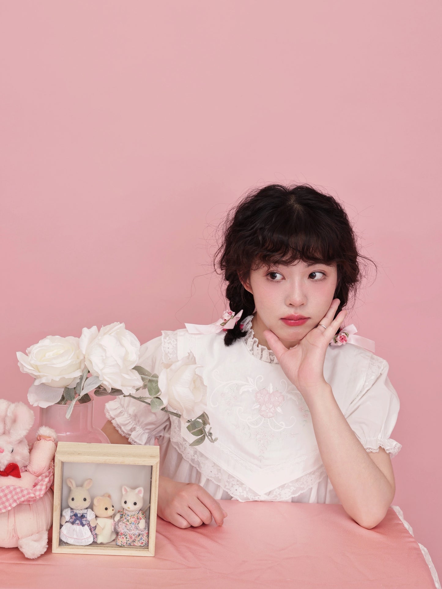 SemenCoicis - Vintage Floral Embroidered Pleated White Dress Retro Girl Style dress SemenCoicis
