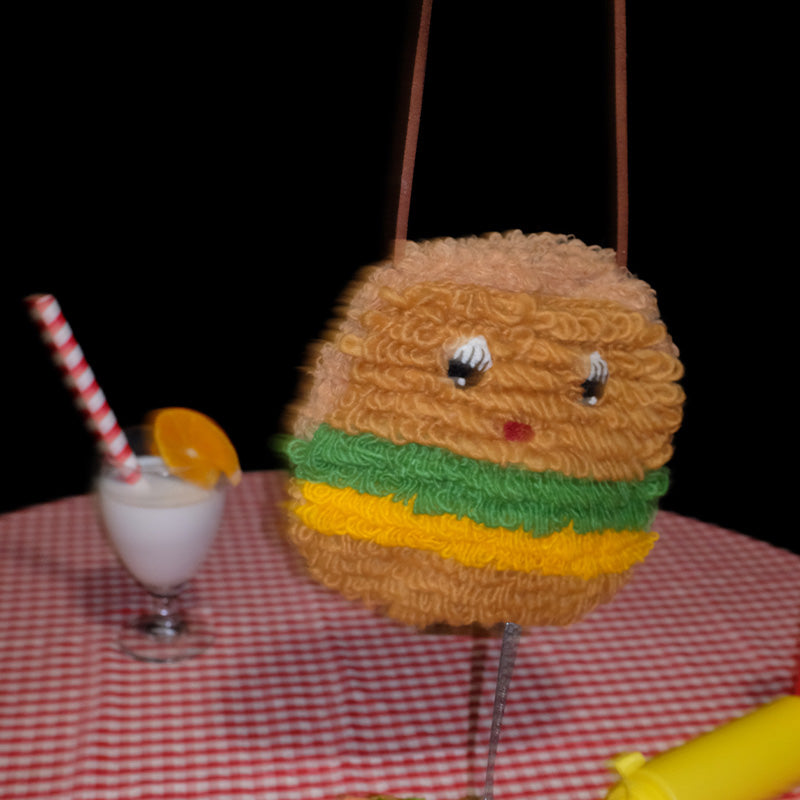 Meugler Non-edible Burger Handcrafted Wool Crochet Crossbody Camera Bag bag Meugler