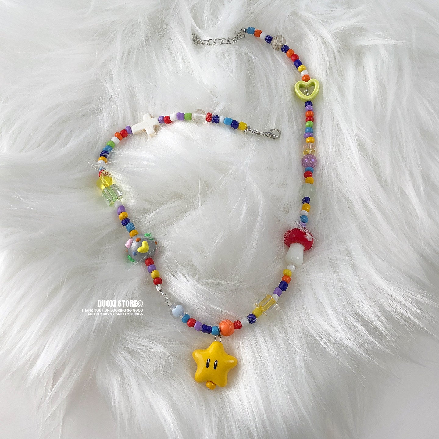 Duoxi - Kawaii Yellow Star Colorful Beaded Necklace necklace DuoXi