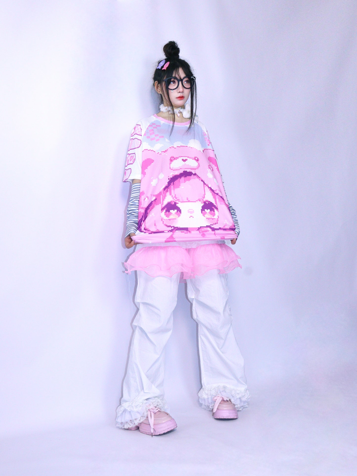 LEERROO - Y2K Decora Alt Graphic Tee with Strawberry Bear Print tshirt Leerroo