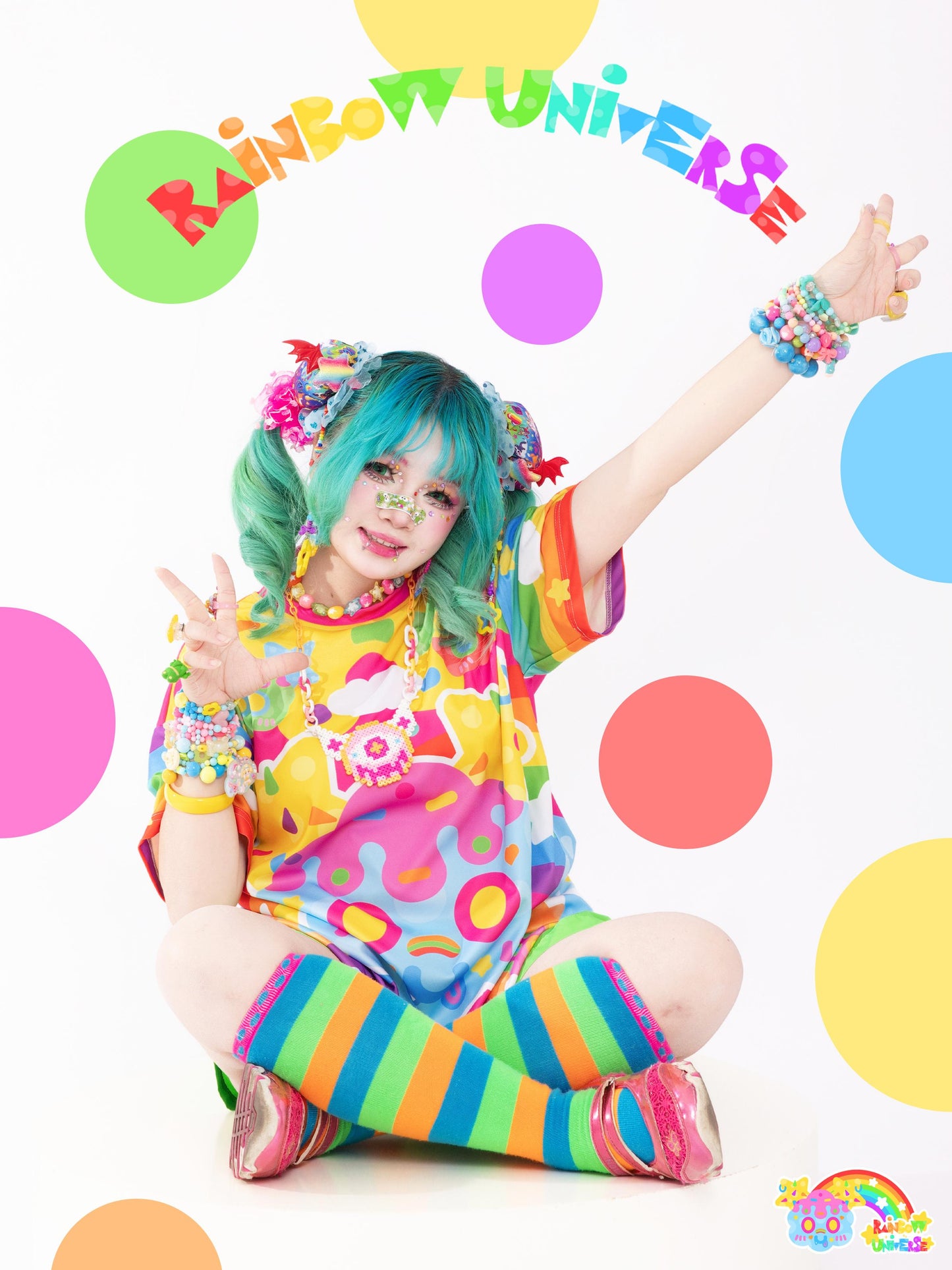 Rainbow Universe RUX - Decora Kei Rainbow Oversize Short Sleeve Tee tshirt Rainbow Universe RUX