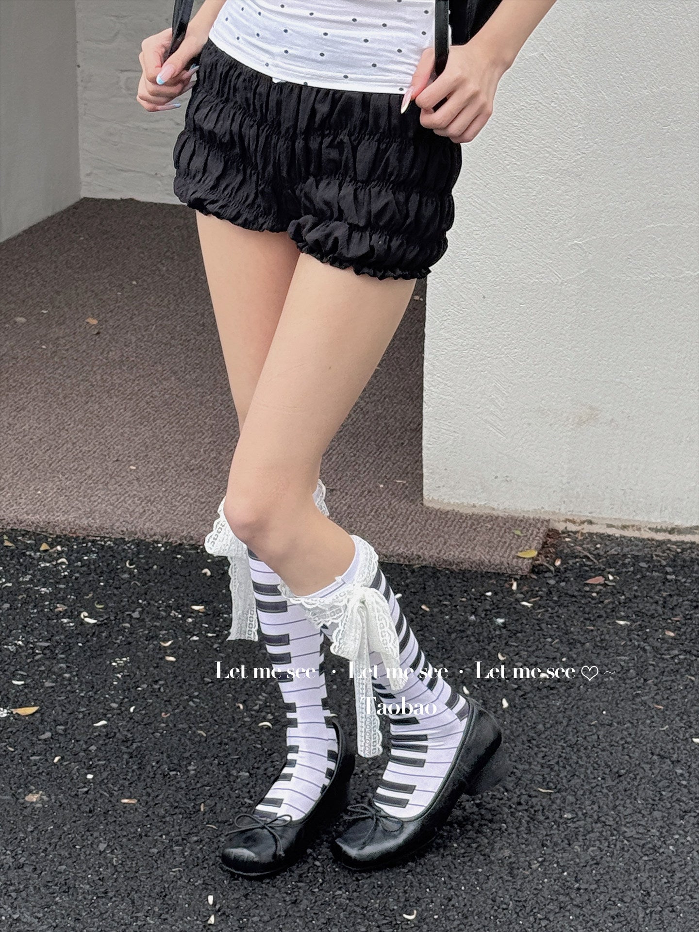 LET ME SEE - Polka Note Lace Socks socks let me see