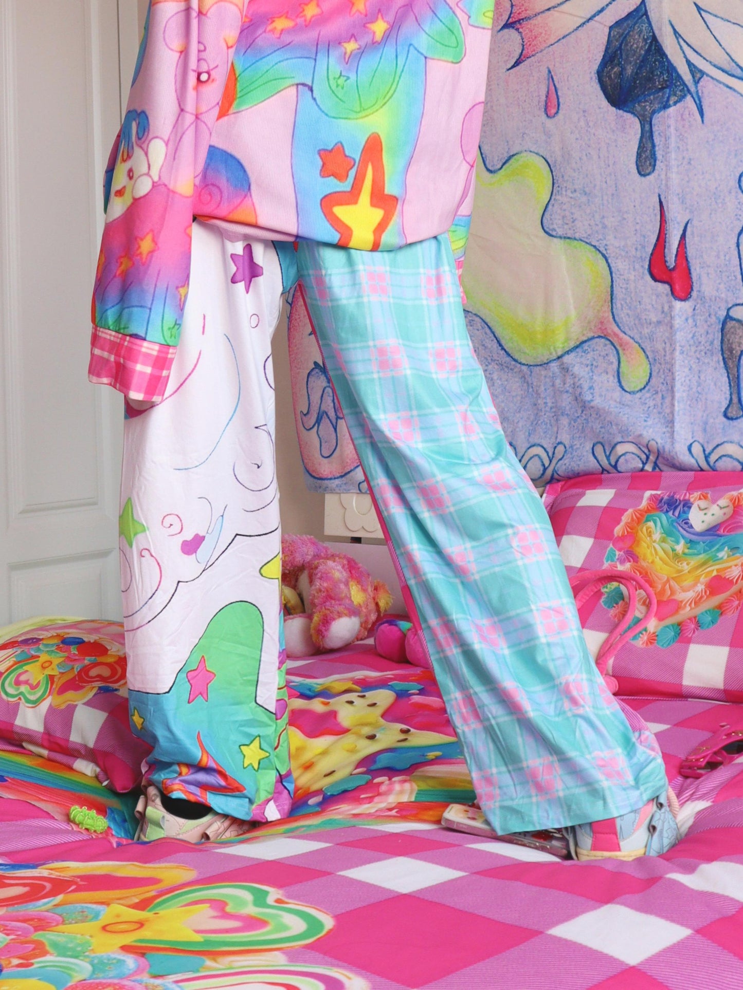 LEERROO Flared Pants | Loose Fit Colorful Trousers pants Leerroo