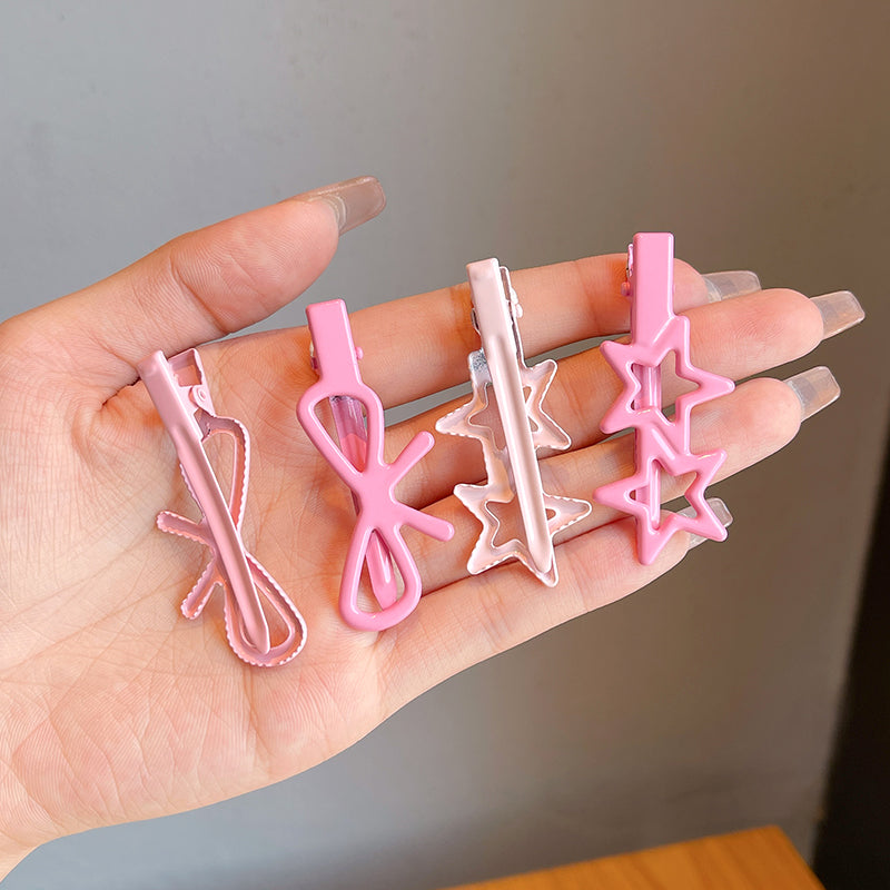 Decora Kei Hair Clip – Star & Heart Pink Acrylic hair clip duofeimao