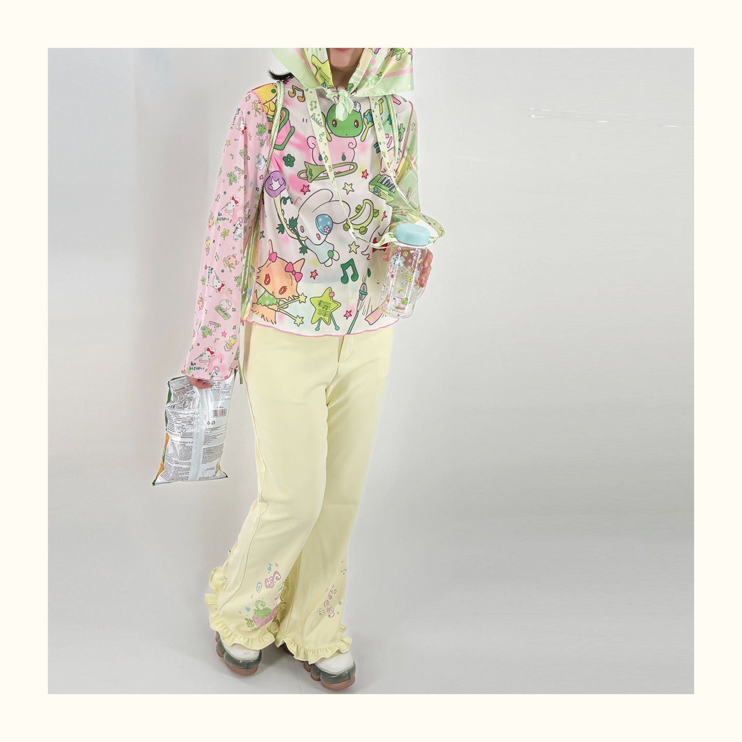 Shishihshop Animal Print Drawstring Top | Kawaii Short Sleeve Shirt | Puff Sleeve Shirt shirt shishihshop
