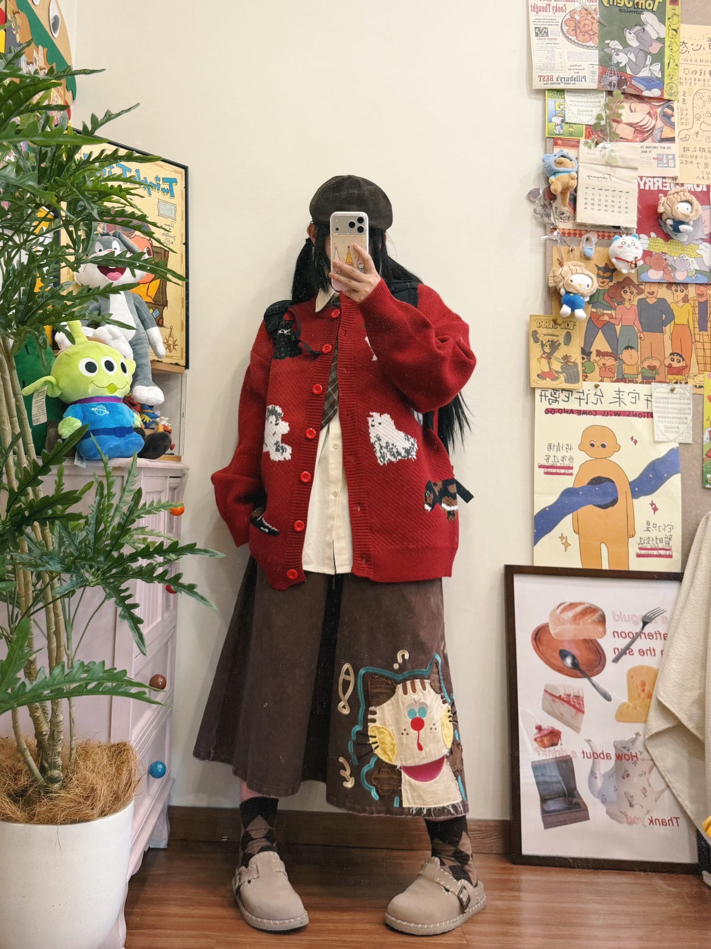 BIBULU - Kidcore Retro Christmas Knit Red Cardigan cardigan BIBULU