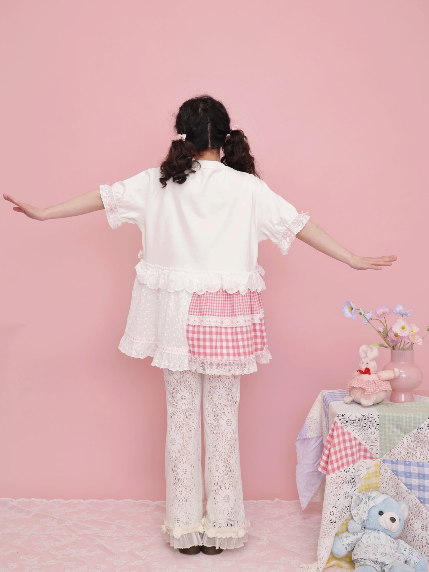 SemenCoicis Pants Sweet Cotton Pants Rose Versatile Lace Border Pants pants SemenCoicis