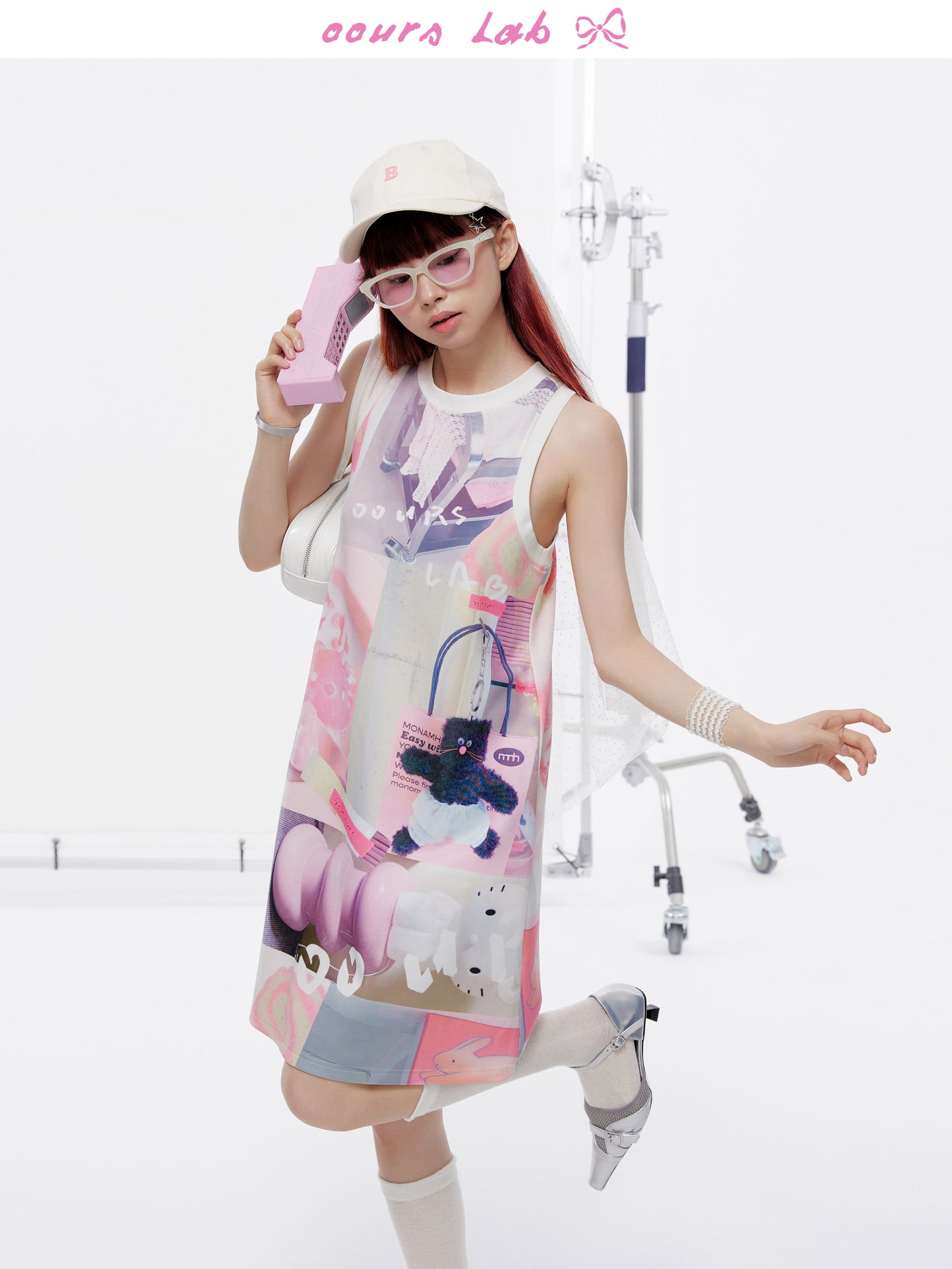 OOURSLAB - Pink Cartoon Print Knit Dress dress OOURSLAB
