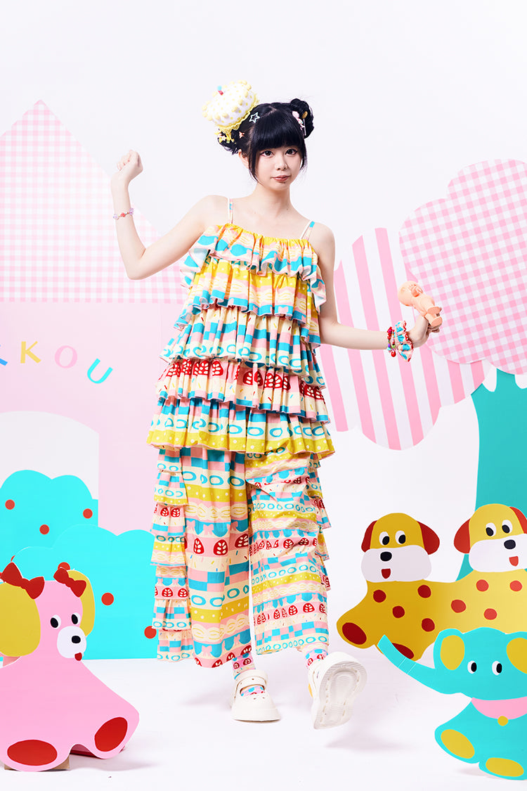 NIKKOU Home Pants Printed Cake Pants – ElasticCute Pants pants Nikkou home