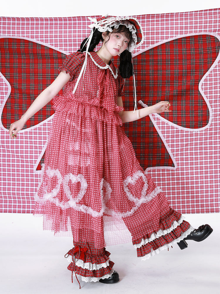 SOS MEME CLUB - Showa Retro Mesh Overlay Dress dress SOS MEME CLUB
