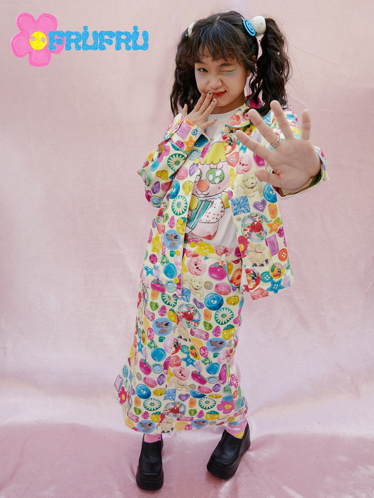 frufru Whimsical Print Cotton Jacket | Decora Spring Summer Outerwear jacket frufru