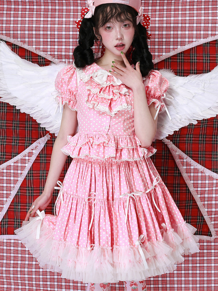 SOS MEME CLUB - Showa Pink Polka Dot Skirt skirt SOS MEME CLUB