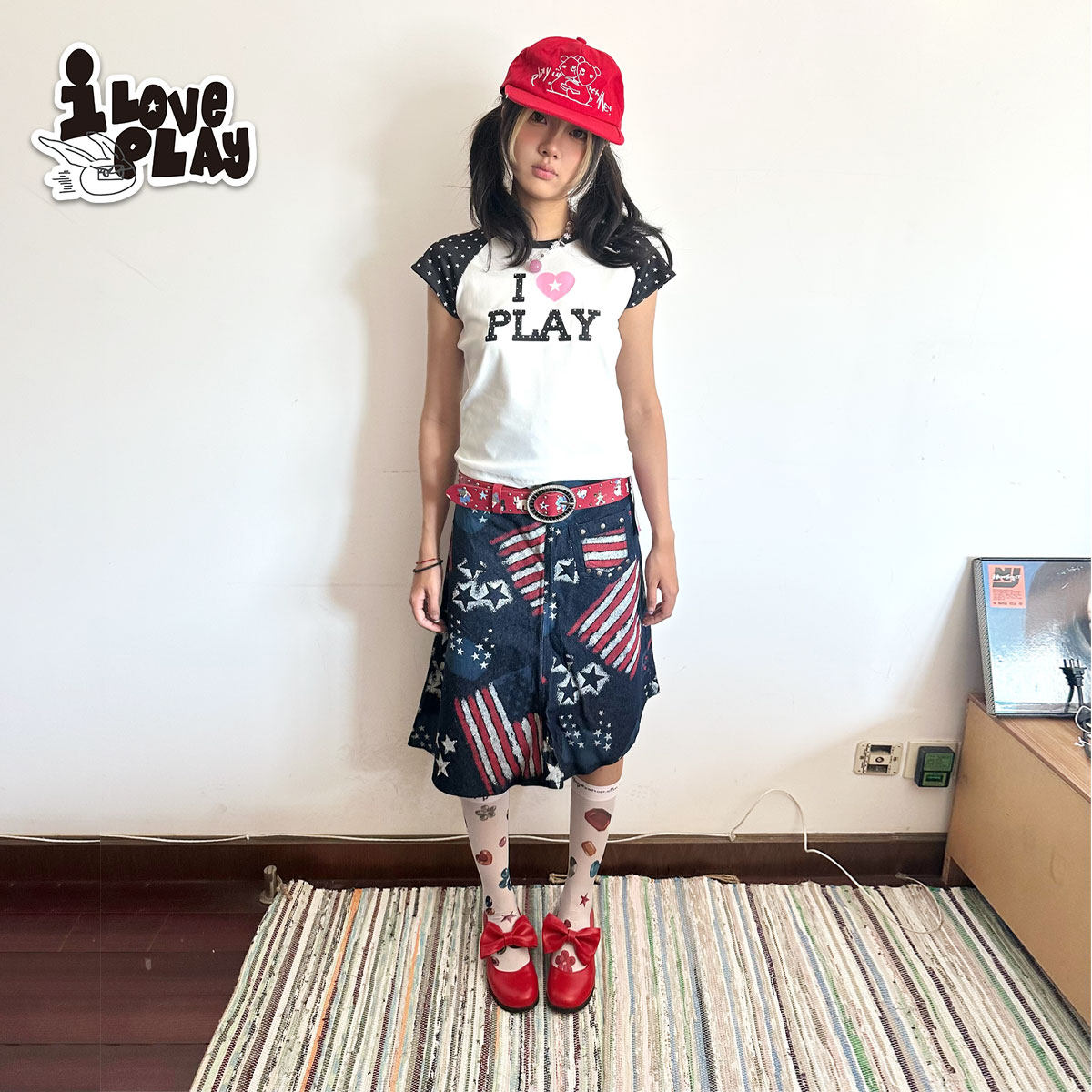 loveplay – Y2K Gem Print Mid Socks socks loveplay