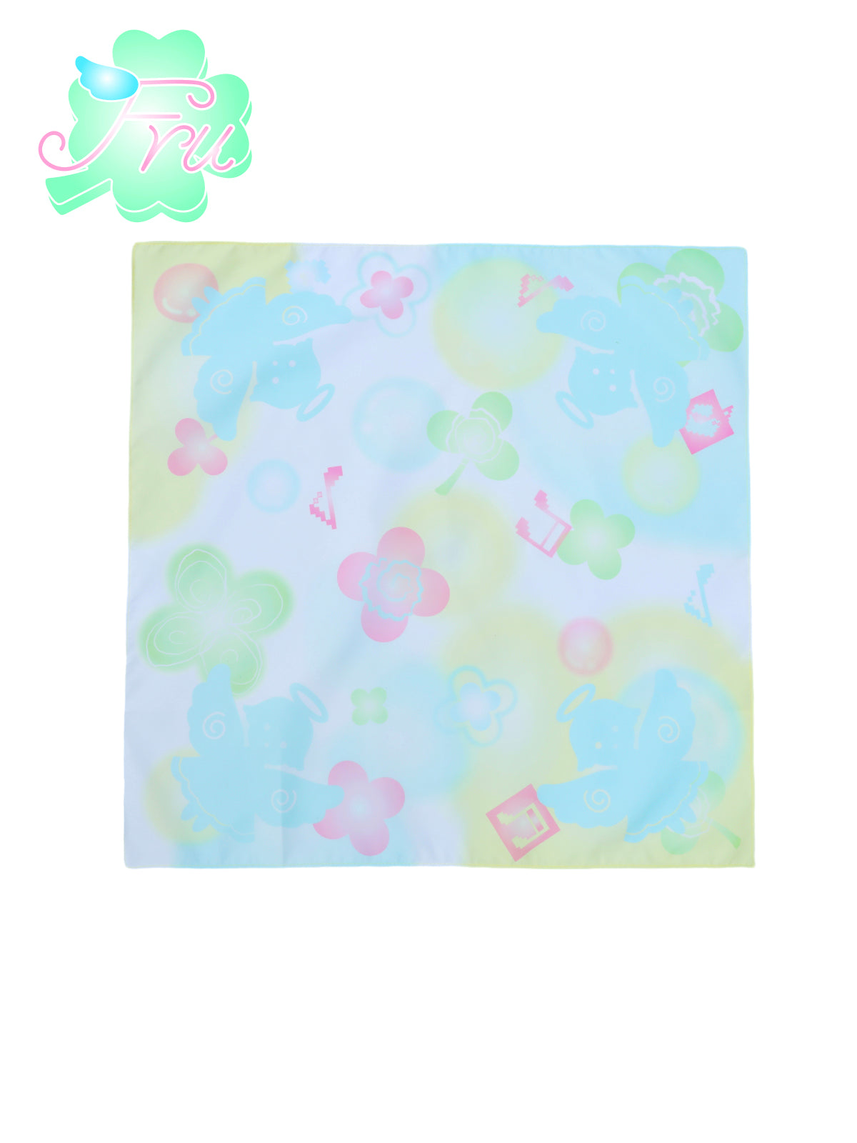 frufru Four-Leaf Clover Headscarf | Colorful Summer Silk Scarf Kerchief frufru