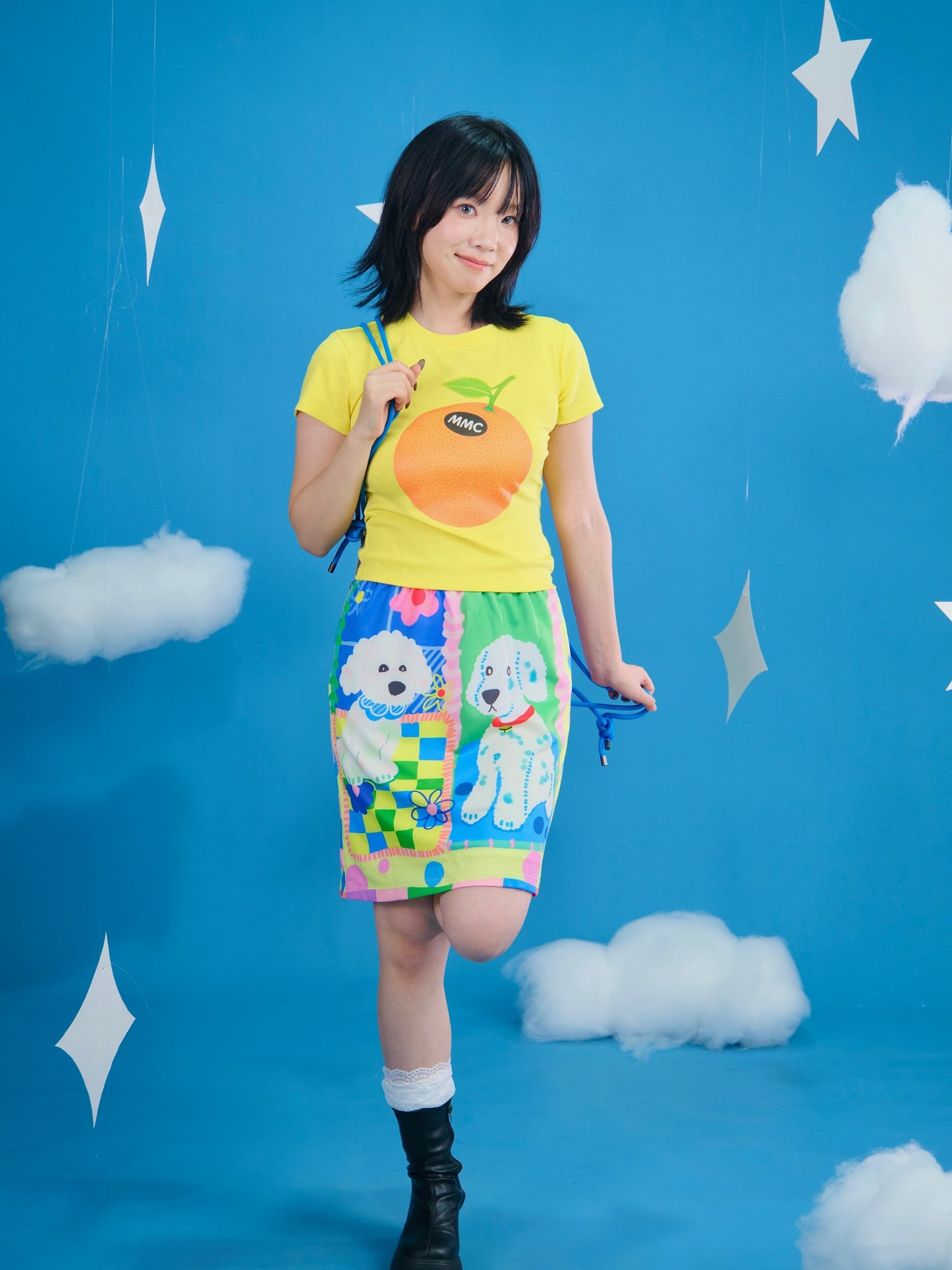 MeowMeow Bug - Decora Kei Orange Print Slim Fit T-Shirt tshirt MeowMeow Bug