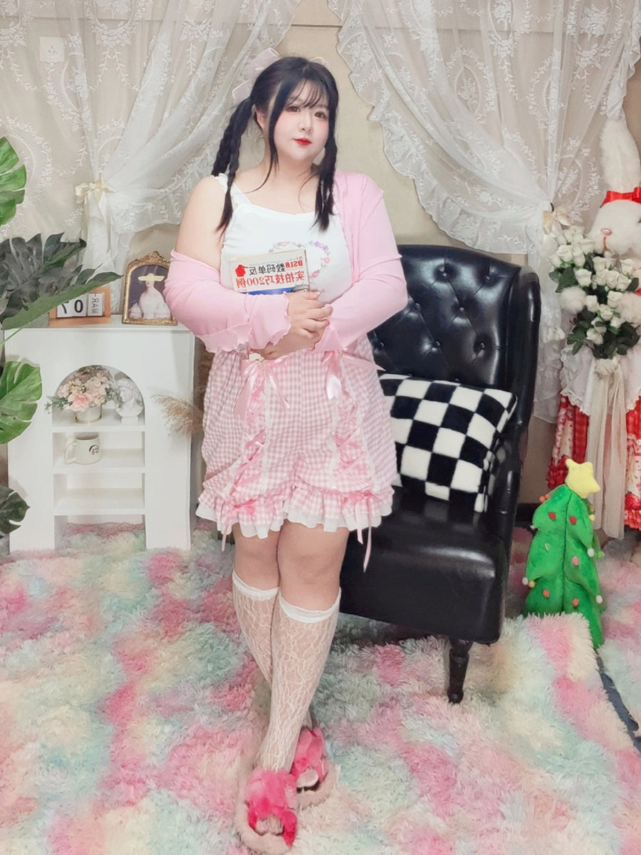 Roro Dream - Kawaii Pink Plaid Pumpkin Shorts shorts Roro Dream