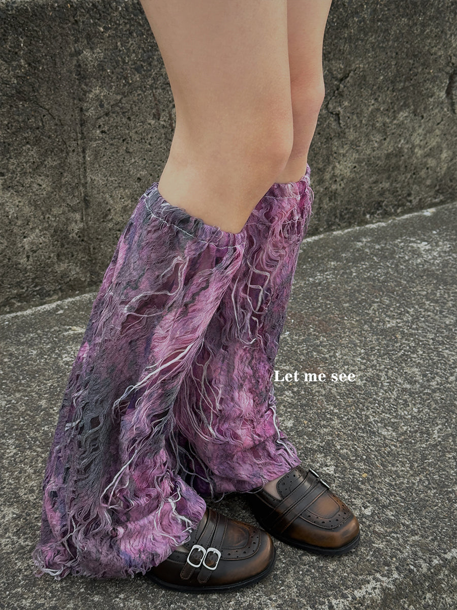 LET ME SEE - Y2K Dark Aesthetic Distressed Hole Leg Warmers leg warmmers let me see