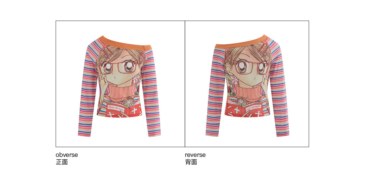 OurHappy Anime Girl Set | Print Top & Layered Skirt Set | Retro Light Academia Style set Our Happy
