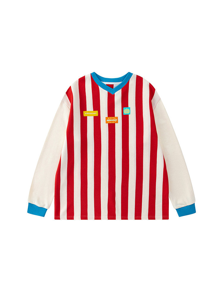 KURIOSITAET - Red Striped Varsity Sweatshirt shirt KURIOSITAET
