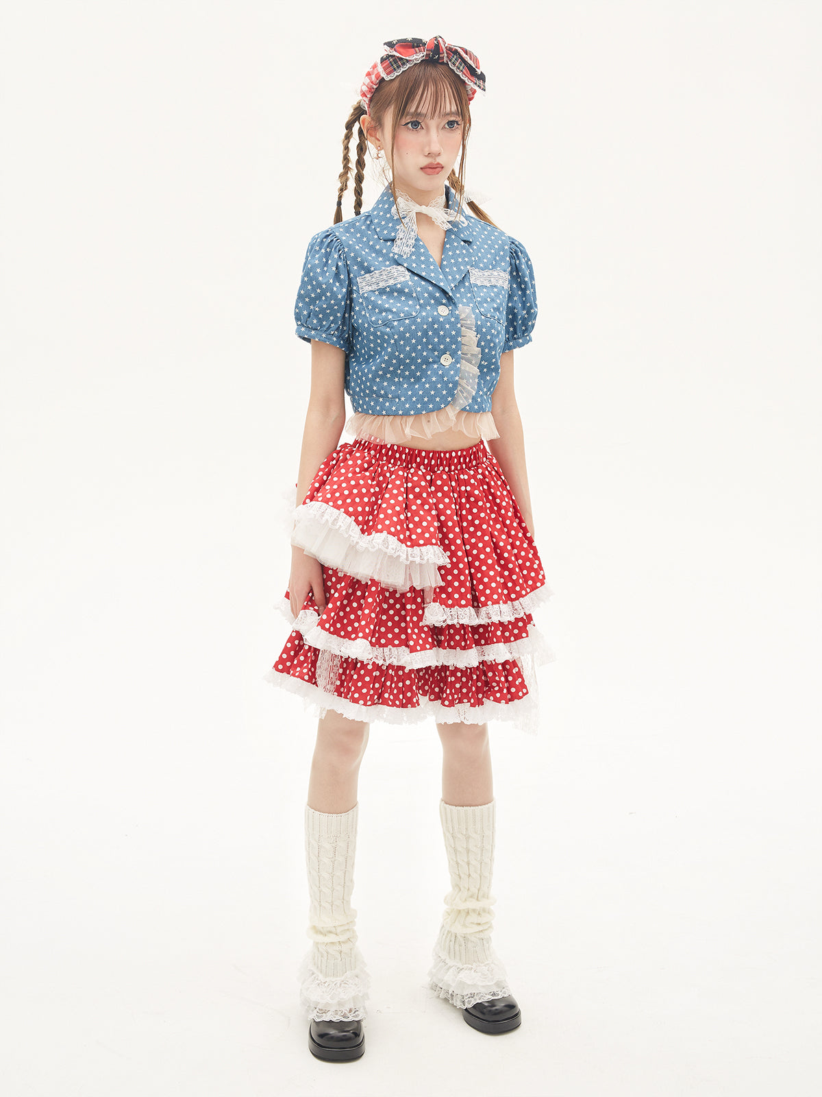 SOS MEME CLUB – Showa Retro Red Polka Dot Layered Cake Skirt skirt SOS MEME CLUB