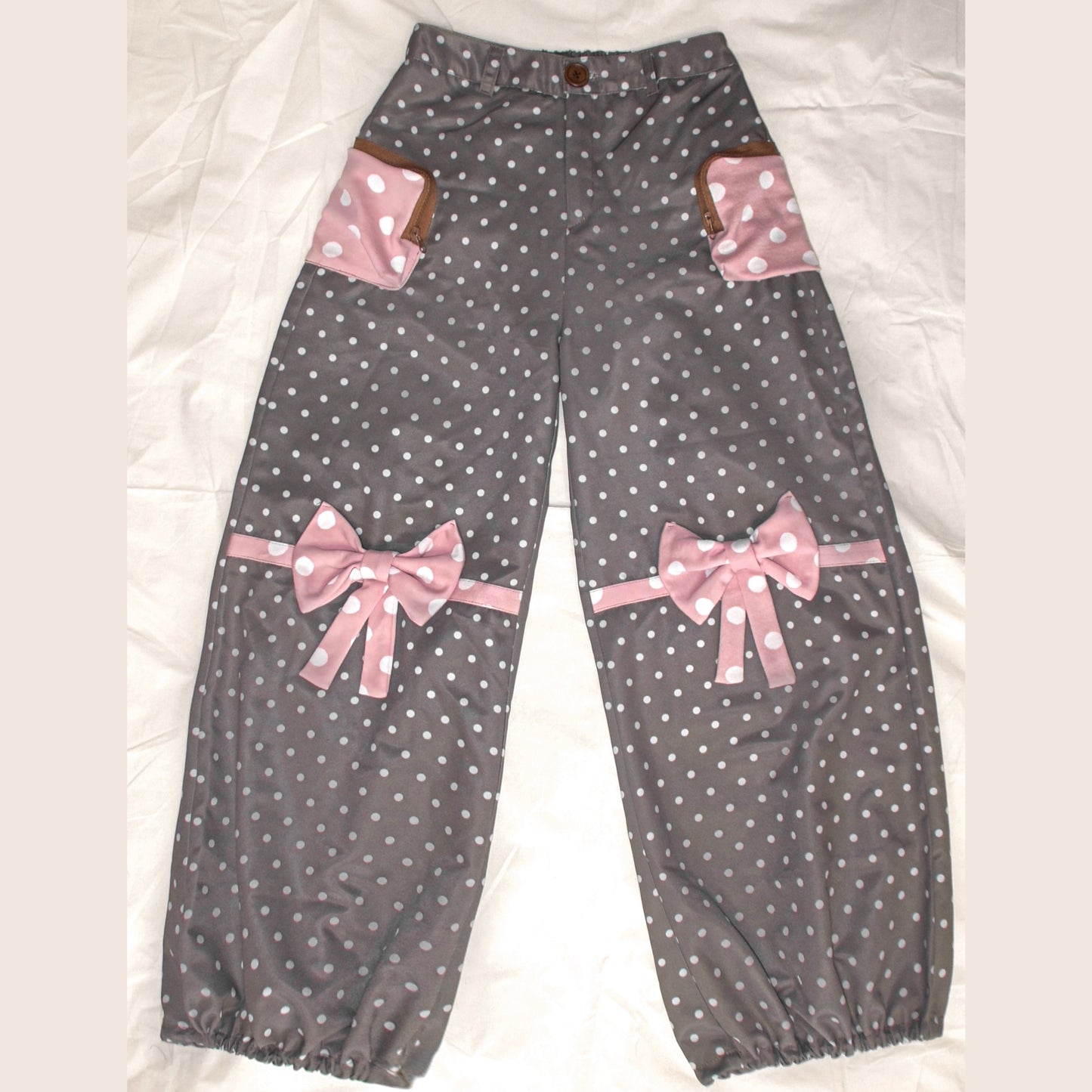 YJM with biubiu - Polka Dot Bow Loose Trousers with Large Pockets pants YJM with biubiu S