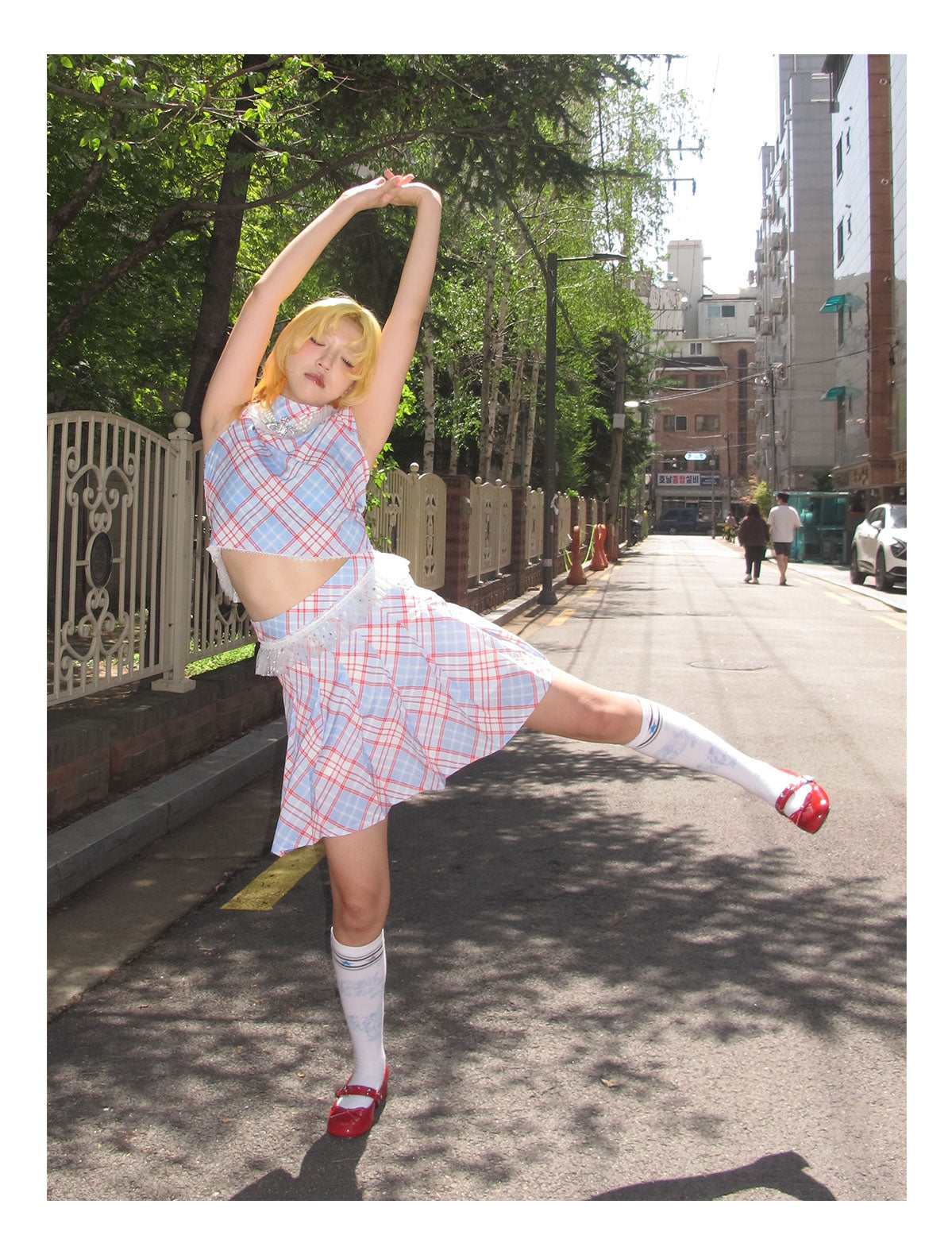 LovePlay – Y2K Red Plaid Skirt Summer Hero Set set loveplay