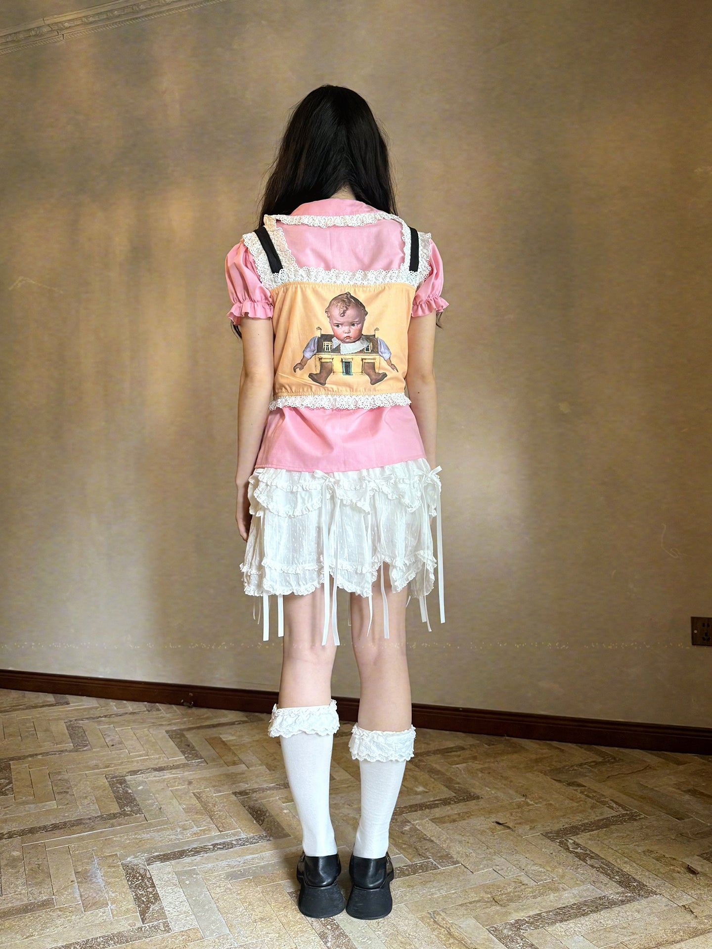 daytoday everyday institute – Dollcore Vest with Ruffle Trim & Bow Detail vest daytoday everyday institute