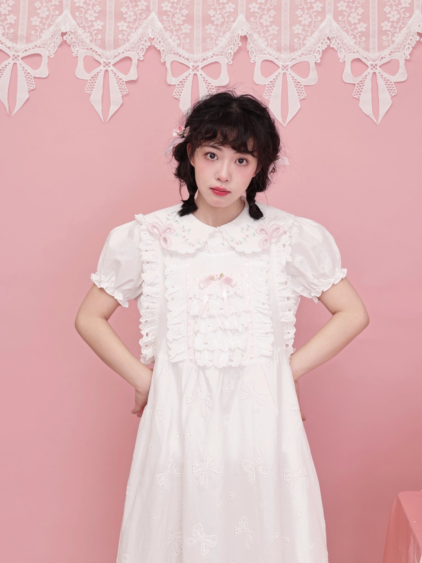 SemenCoicis – Vintage Butterfly Embroidered Blouse with Peter Pan Collar blouse SemenCoicis