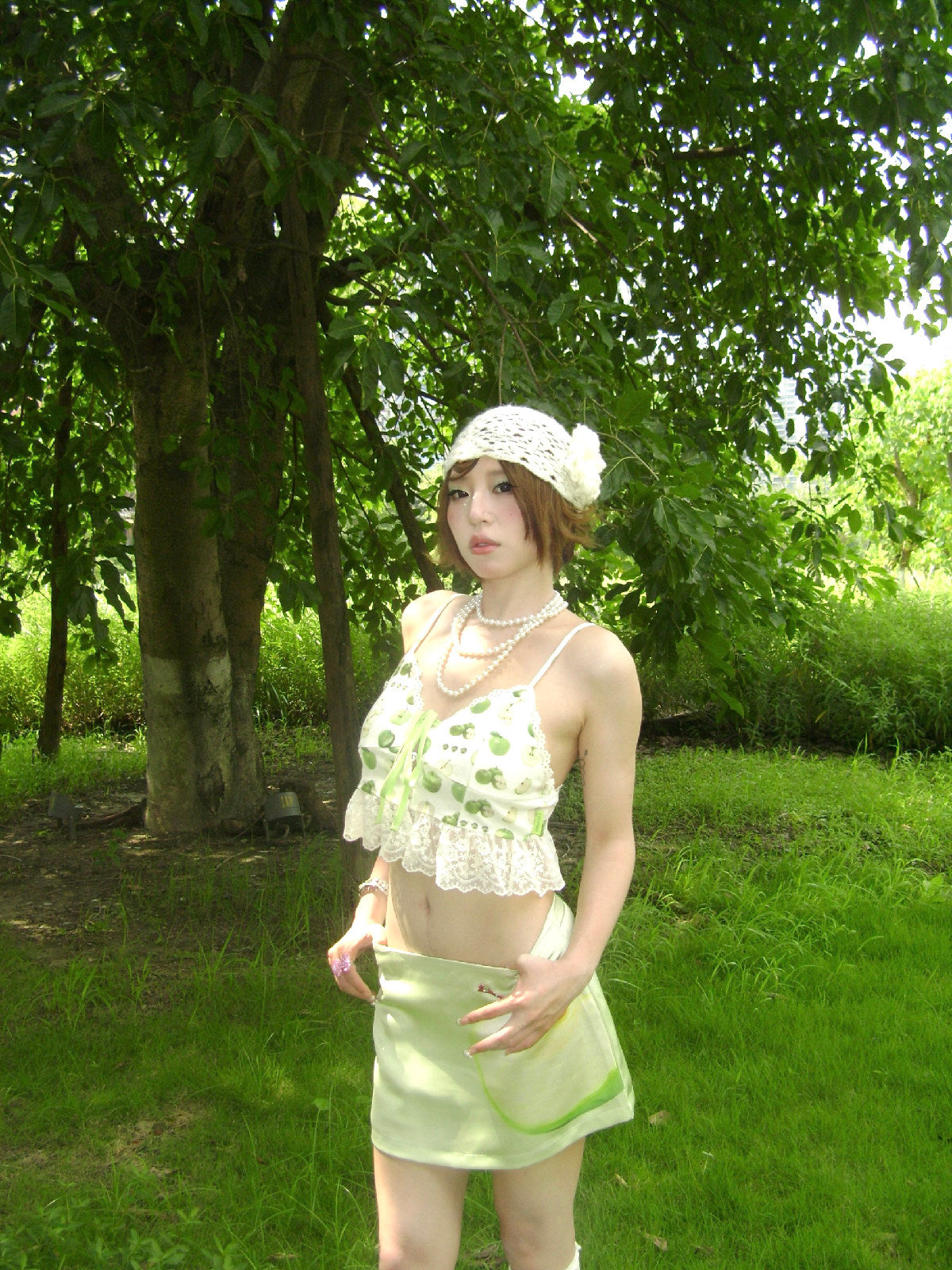 Allbubble - Green Apple Lace Cami tank top Allbubble