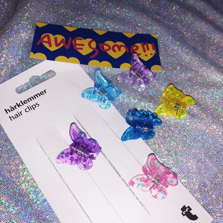 StrangeLab Transparent Clip | Candy Color Butterfly Claw Clip | Thick Mini Hair Clips hair clip strangelab