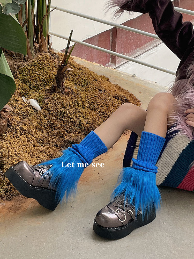 LET ME SEE Cute Leg Warmers | Fuzzy Knit Leg Warmers | Japanese Decora Style Shoe Covers leg warmmers let me see