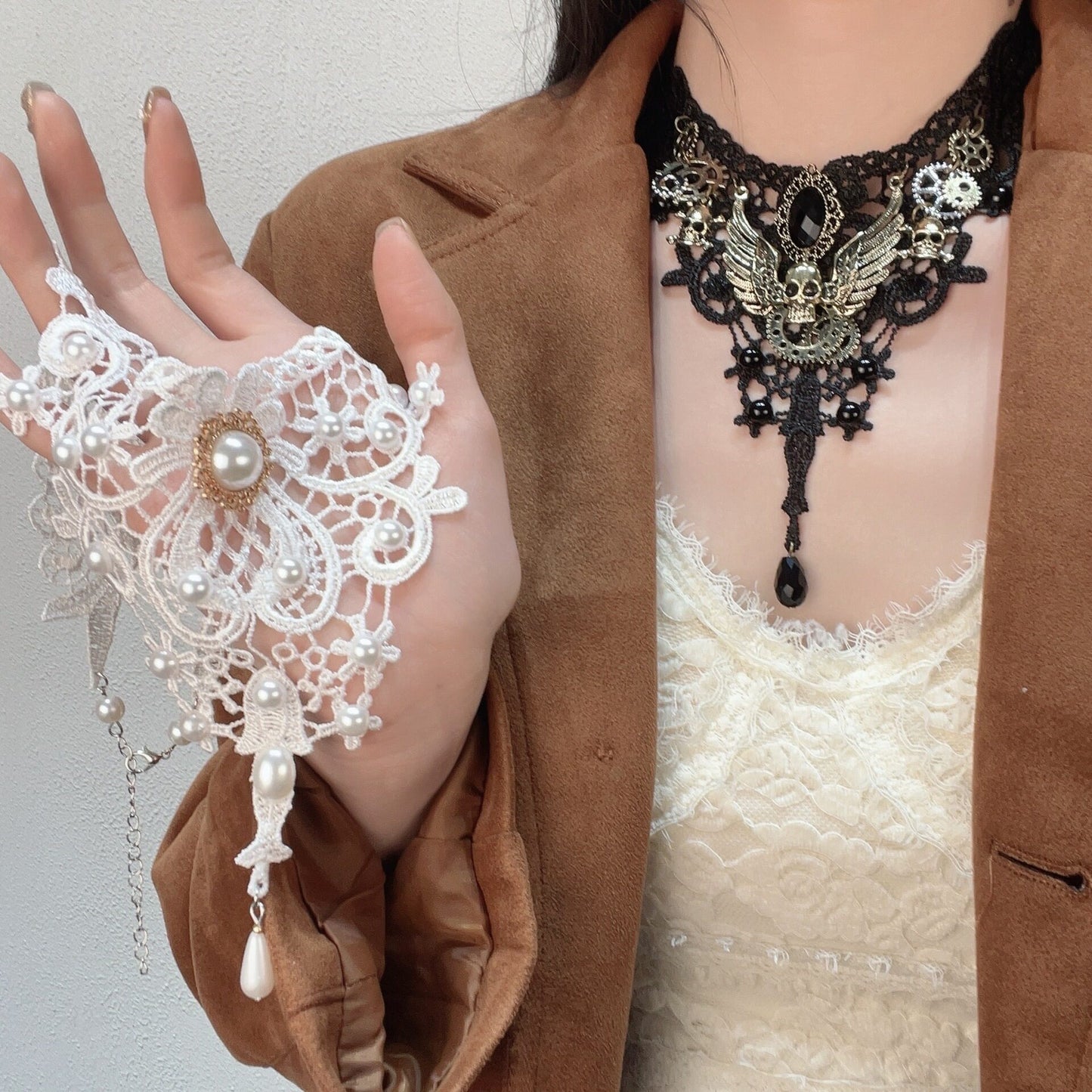 Kiwi Store - Y2K Maximalist Lace Embossed Statement Necklace necklace kiwi store