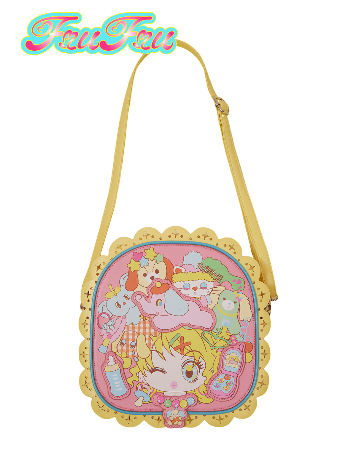 frufru Decora Kei Bag | Rose Red Cartoon Print Bag | PU Shoulder & Crossbody Bag bag frufru