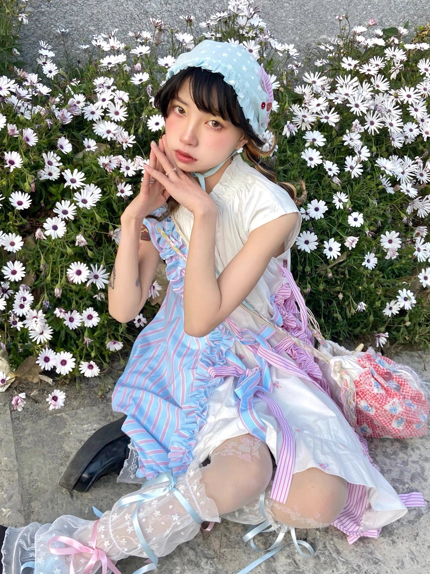 ShiChang Dopamine Dress | Pink Blue Patchwork Dress | Sweet Cool Irregular Summer Dress dress ShiChang