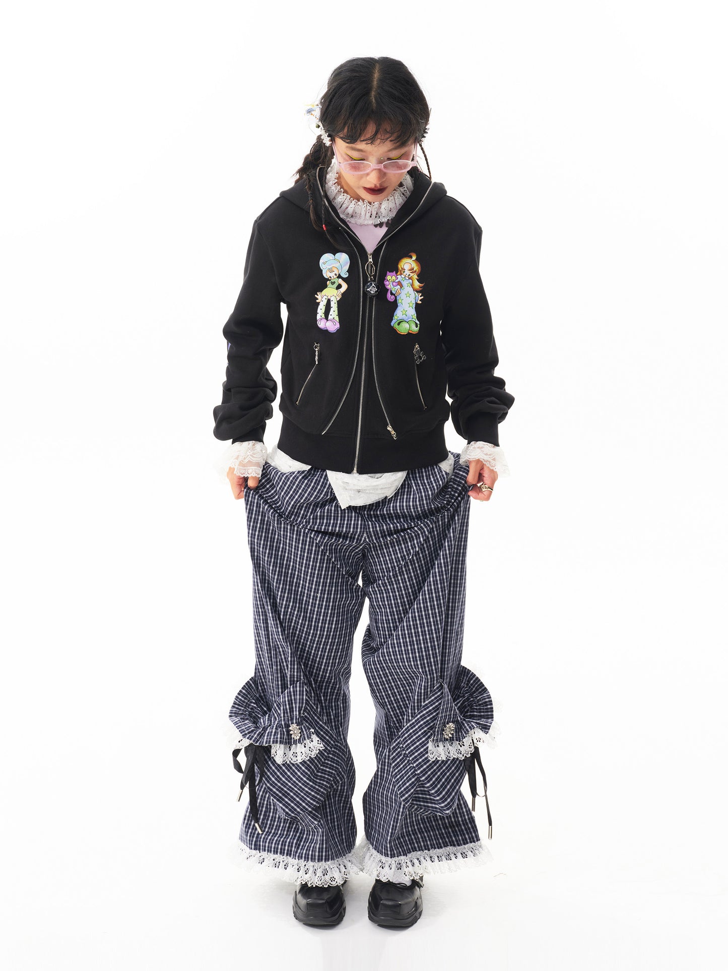 sillysis - Y2K Gingham Wide Pants pants sillysis