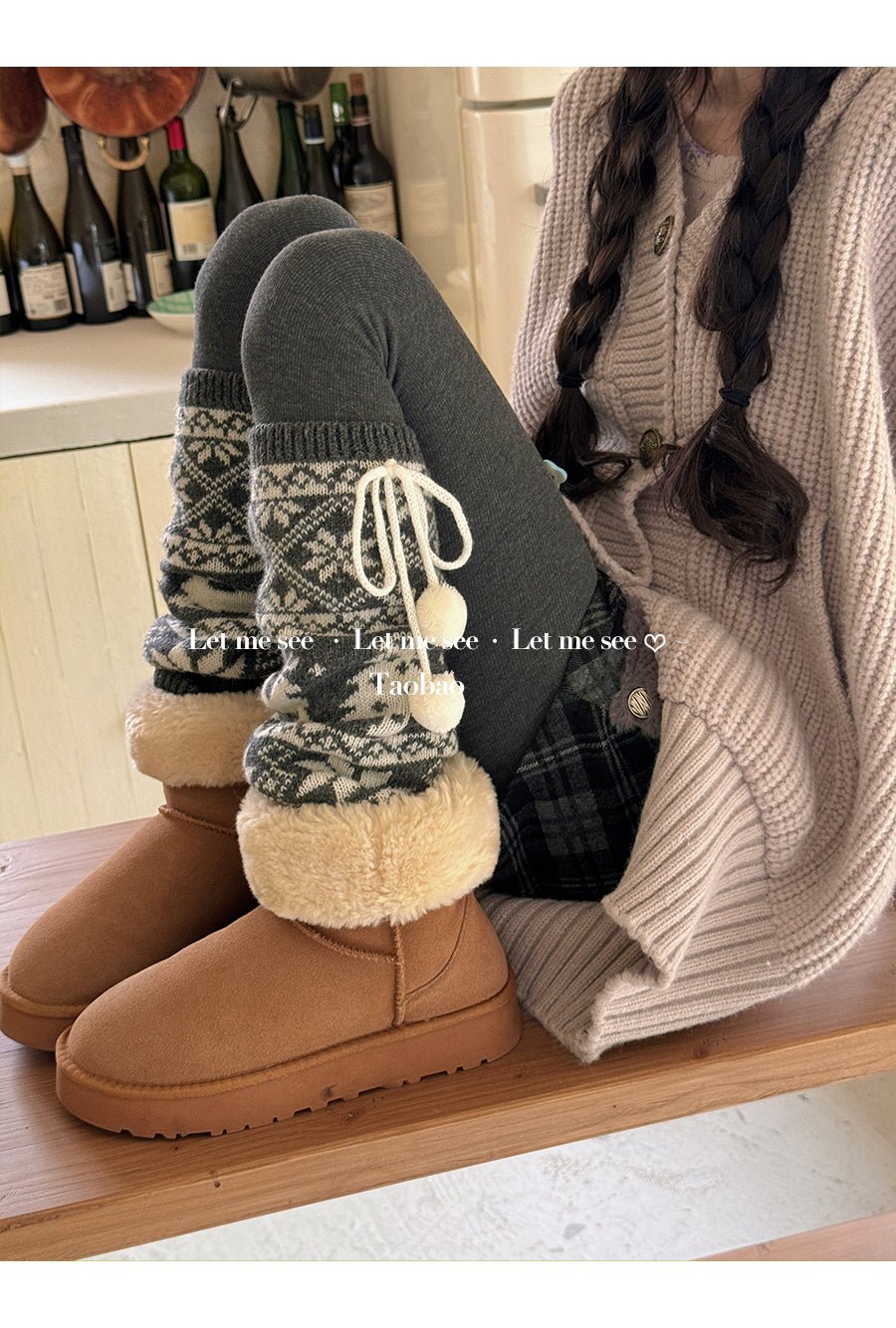 LET ME SEE - Snowflake Knit Wool-Look Christmas Leg Warmers leg warmmers let me see
