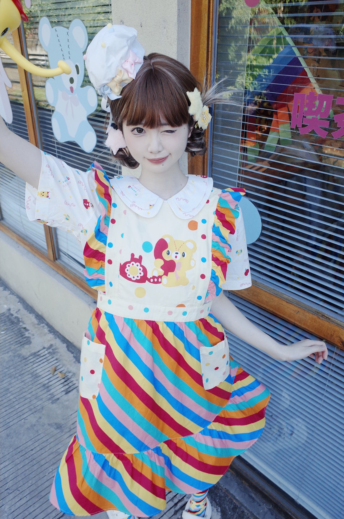 NIKKOU Home Apron Rainbow Diary Cute Apron Sweet Japanese Apron arpon Nikkou home