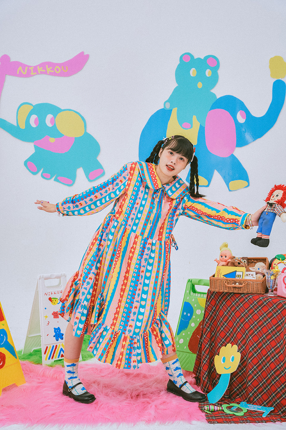 NIKKOU Home Dress Original Print Dress Long Sleeve Dress dress Nikkou home