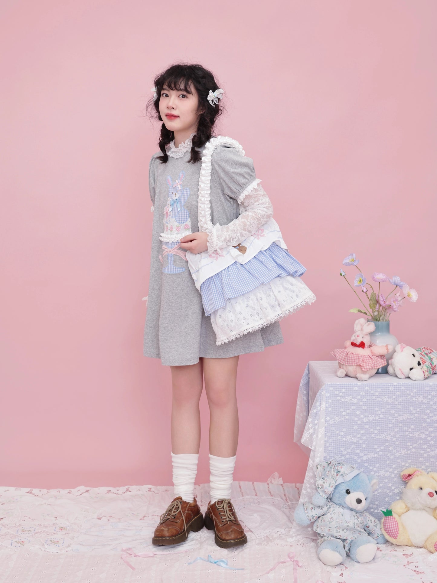 SemenCoicis Kawaii Bear Cake Bag | Sweet Ruffle Bow Shoulder Tote bag SemenCoicis