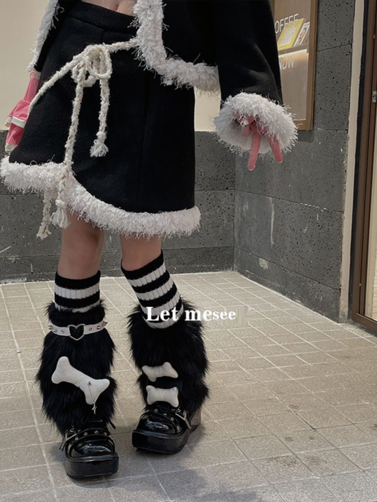 LET ME SEE Pink Fuzzy Leg Warmers | Star Cute Leg Covers leg warmmers let me see