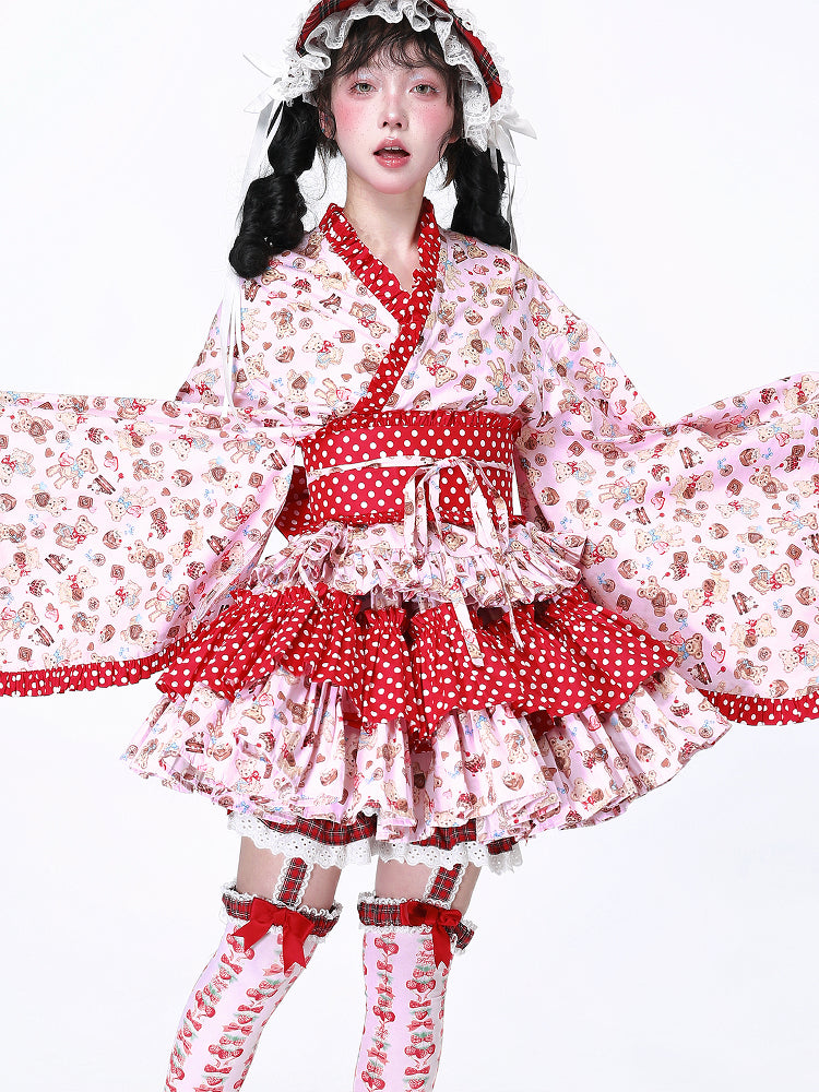 SOS MEME CLUB – Kawaii Modified Kimono Short Skirt skirt SOS MEME CLUB